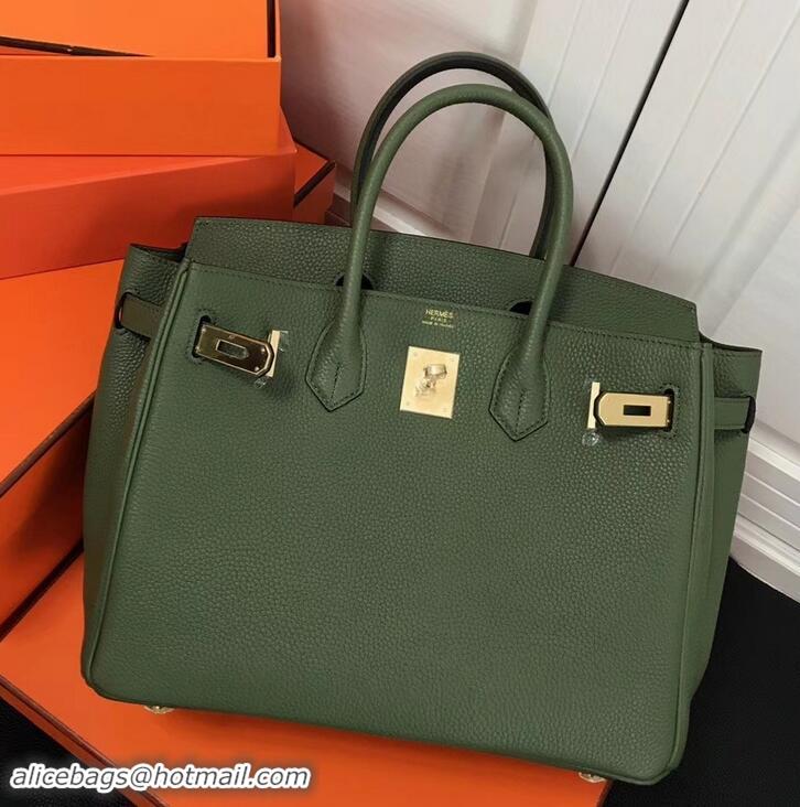 Good Quality Hermes Birkin 25cm Bag Army Green in Togo Leather With Gold Hardware 423012