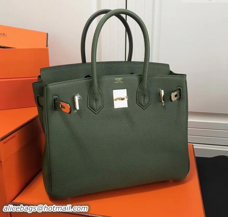 Good Quality Hermes Birkin 25cm Bag Army Green in Togo Leather With Gold Hardware 423012