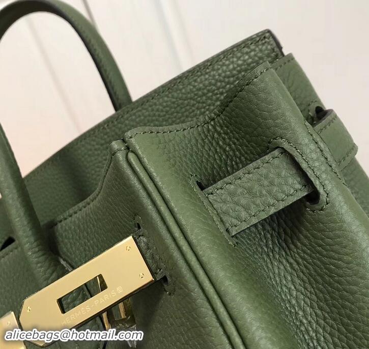 Good Quality Hermes Birkin 25cm Bag Army Green in Togo Leather With Gold Hardware 423012