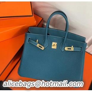 Discount Hermes Birkin 25cm Bag Denim Blue in Togo Leather With Gold Hardware 423012