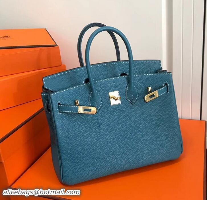 Discount Hermes Birkin 25cm Bag Denim Blue in Togo Leather With Gold Hardware 423012