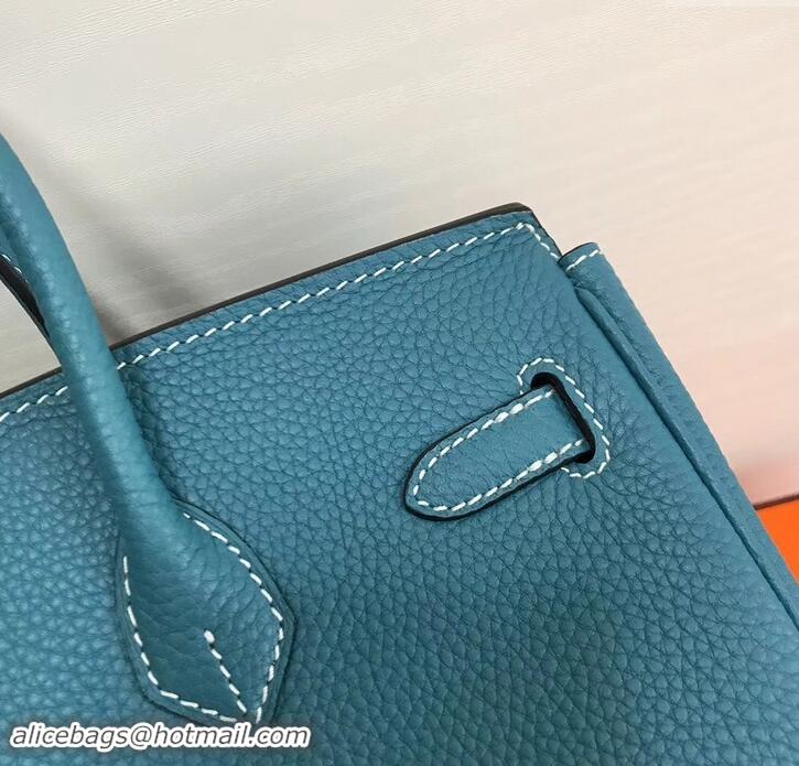 Discount Hermes Birkin 25cm Bag Denim Blue in Togo Leather With Gold Hardware 423012