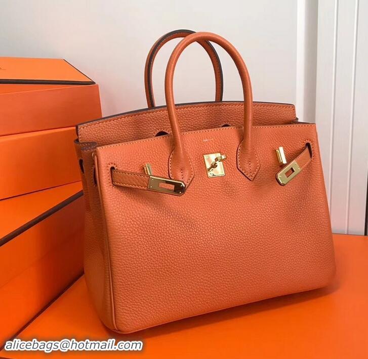 Affordable Price Hermes Birkin 25cm Bag Orange in Togo Leather With Gold Hardware 423012