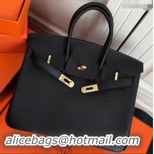 Classic Hot Hermes Birkin 25cm Bag Black in Togo Leather With Gold Hardware 423012