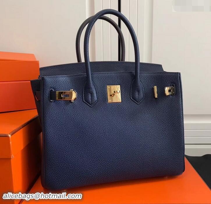 Luxury Discount Hermes Birkin 25cm Bag Navy Blue in Togo Leather With Gold Hardware 423012