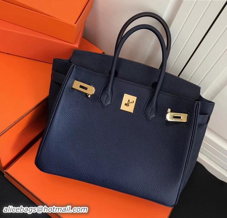 Luxury Discount Hermes Birkin 25cm Bag Navy Blue in Togo Leather With Gold Hardware 423012