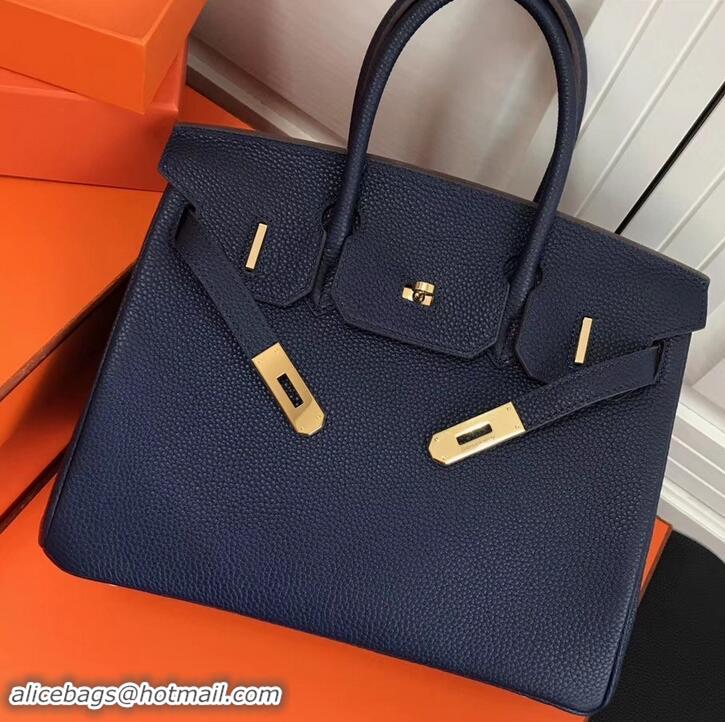 Luxury Discount Hermes Birkin 25cm Bag Navy Blue in Togo Leather With Gold Hardware 423012