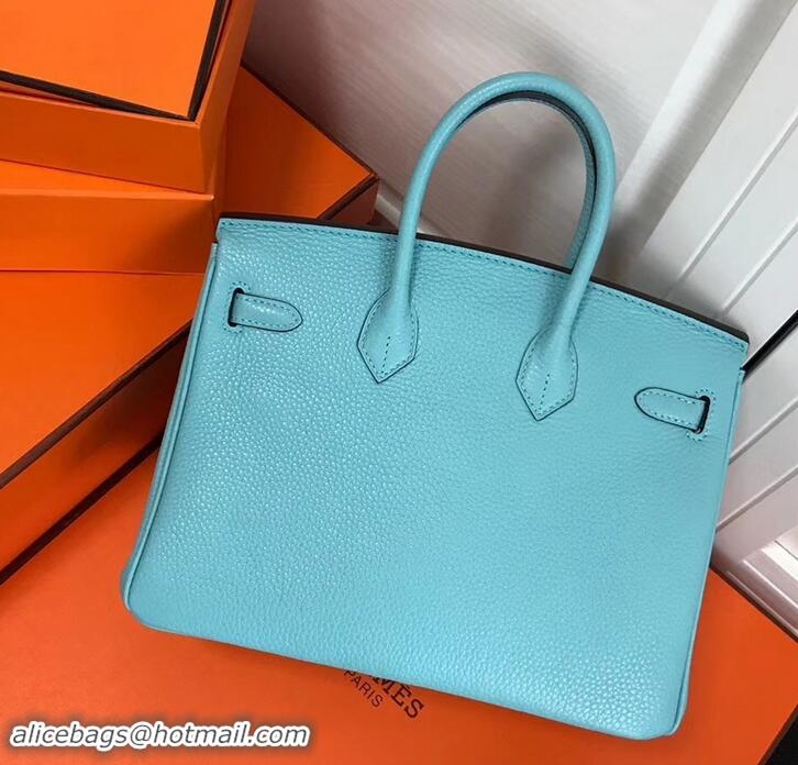 Crafted Hermes Birkin 25cm Bag Macaron Blue in Togo Leather With Gold Hardware 423012