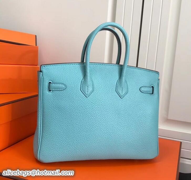 Crafted Hermes Birkin 25cm Bag Macaron Blue in Togo Leather With Gold Hardware 423012