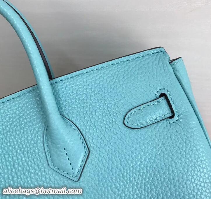 Crafted Hermes Birkin 25cm Bag Macaron Blue in Togo Leather With Gold Hardware 423012