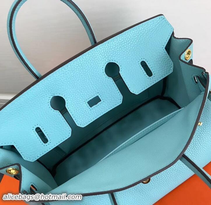 Crafted Hermes Birkin 25cm Bag Macaron Blue in Togo Leather With Gold Hardware 423012