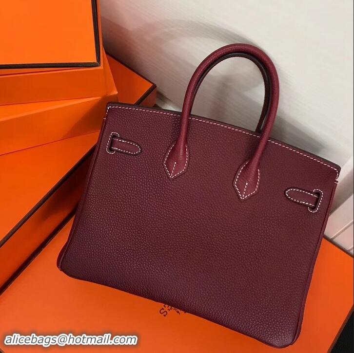 Lower Price Hermes Birkin 25cm Bag Bordeaux Red in Togo Leather With Gold Hardware 423012