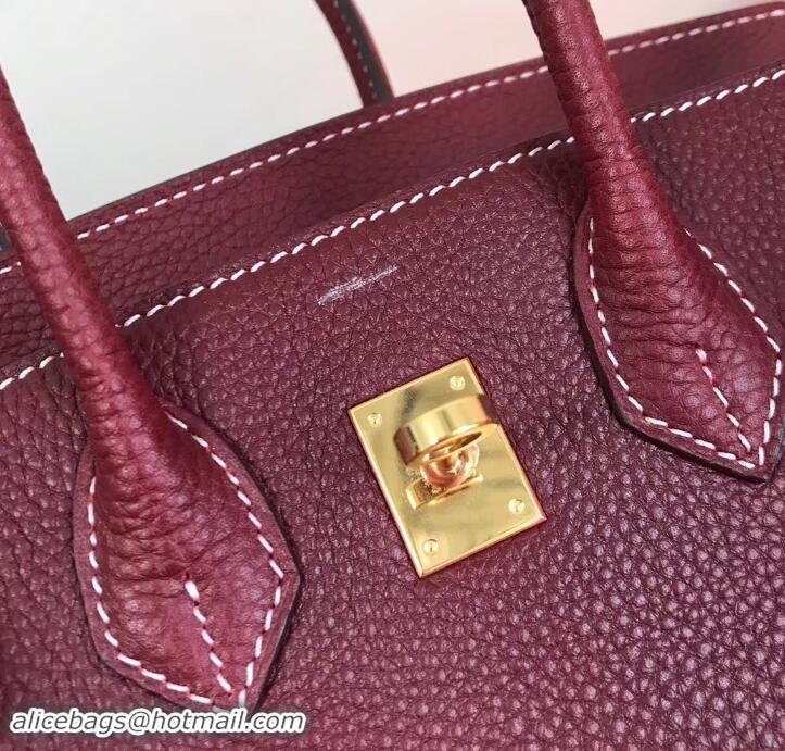 Lower Price Hermes Birkin 25cm Bag Bordeaux Red in Togo Leather With Gold Hardware 423012