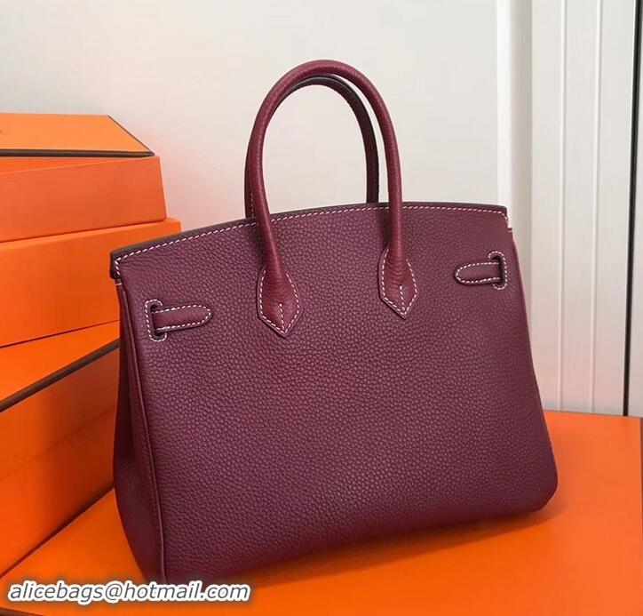 Lower Price Hermes Birkin 25cm Bag Bordeaux Red in Togo Leather With Gold Hardware 423012