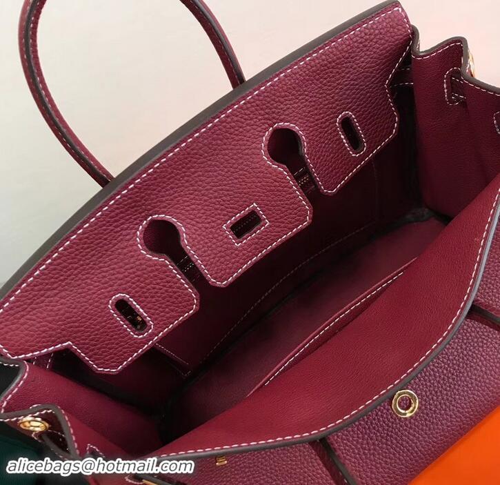 Lower Price Hermes Birkin 25cm Bag Bordeaux Red in Togo Leather With Gold Hardware 423012