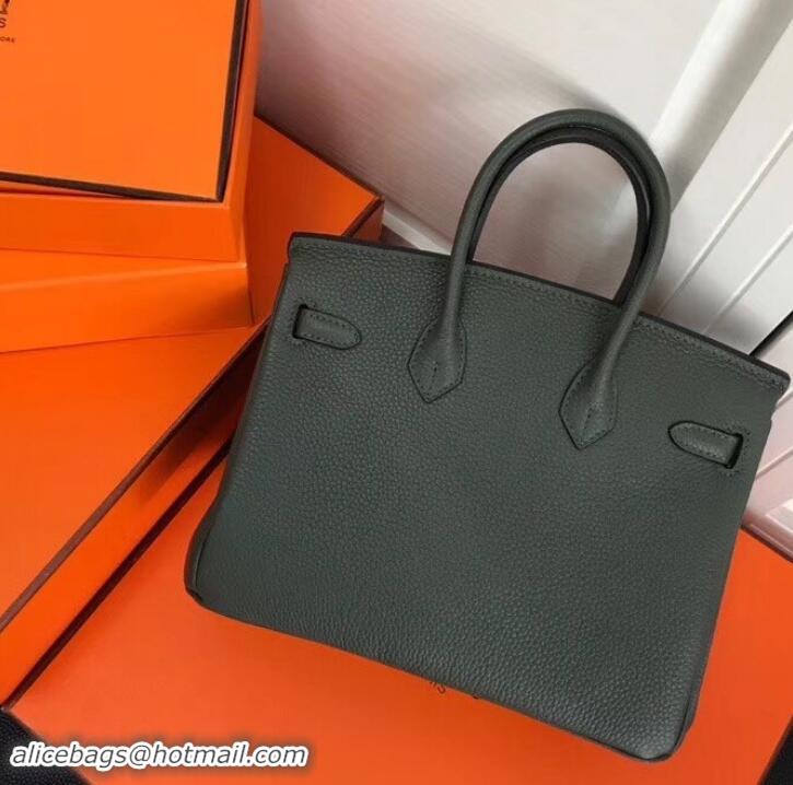 Imitation Hermes Birkin 25cm Bag Dark Green in Togo Leather With Gold Hardware 423012