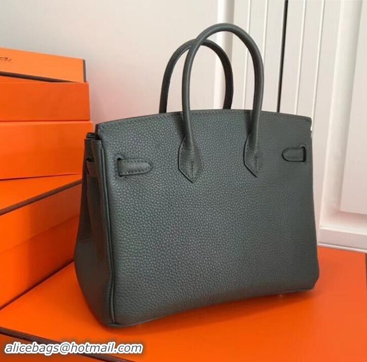 Imitation Hermes Birkin 25cm Bag Dark Green in Togo Leather With Gold Hardware 423012