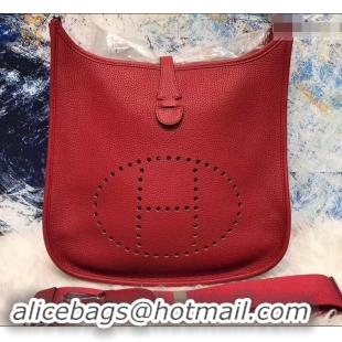 Duplicate Hermes Evelyne III PM Bag in Original Togo Leather 423018 Red