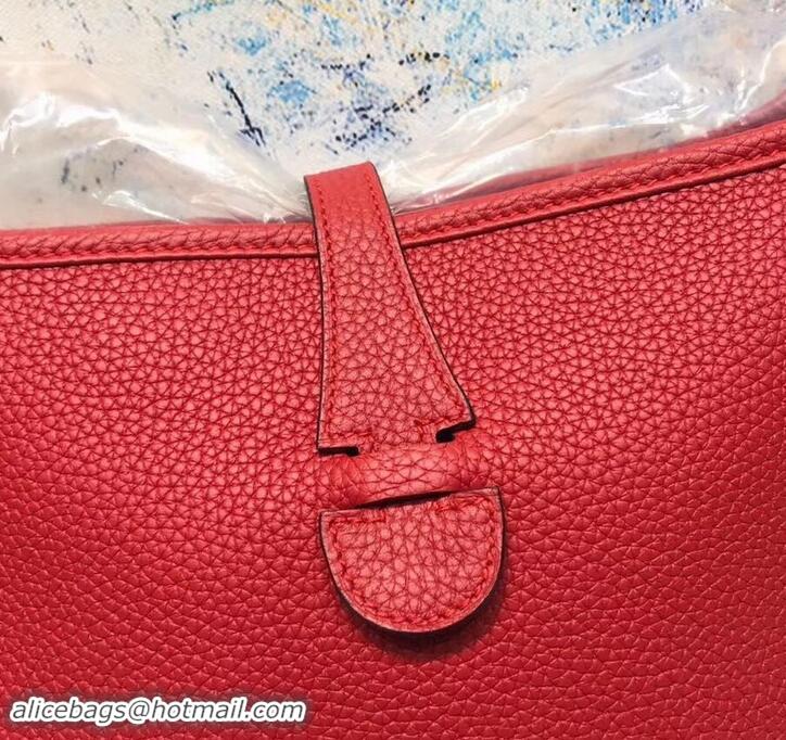 Duplicate Hermes Evelyne III PM Bag in Original Togo Leather 423018 Red