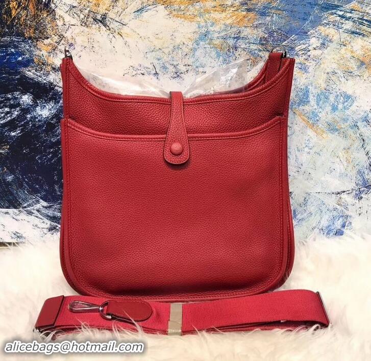 Duplicate Hermes Evelyne III PM Bag in Original Togo Leather 423018 Red