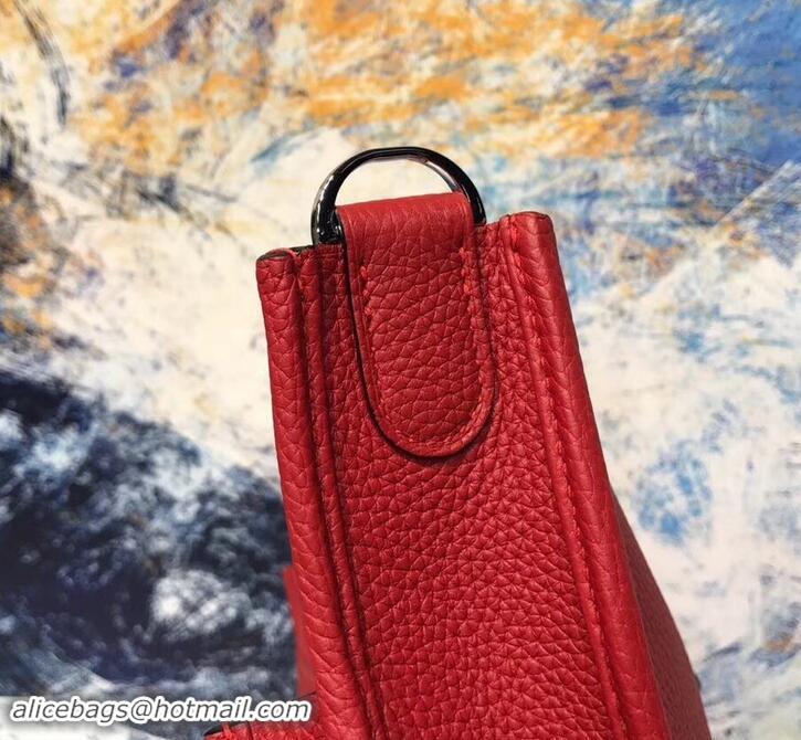 Duplicate Hermes Evelyne III PM Bag in Original Togo Leather 423018 Red