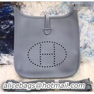 Luxury Hermes Evelyne III PM Bag in Original Togo Leather 423018 Baby Blue