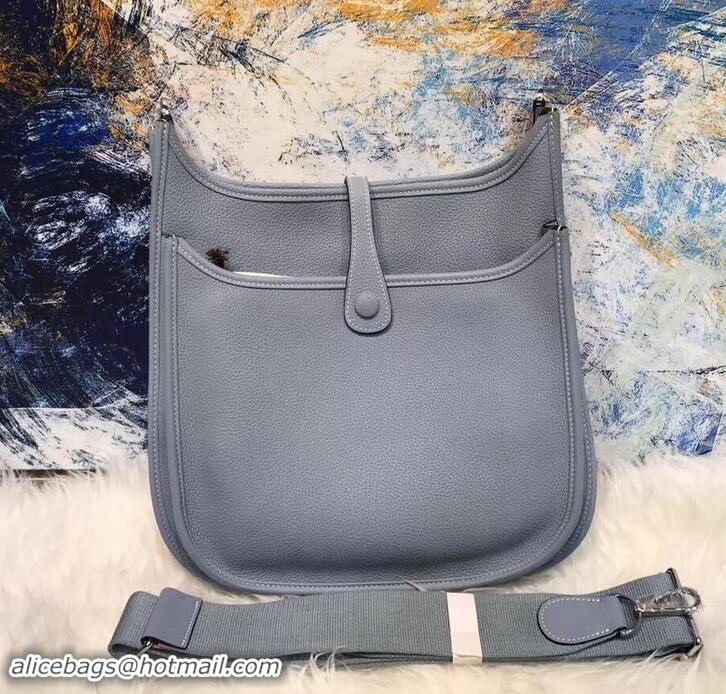 Luxury Hermes Evelyne III PM Bag in Original Togo Leather 423018 Baby Blue