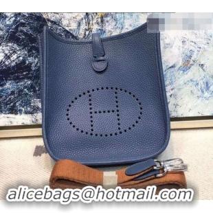 Sophisticated Hermes Evelyne Mini Bag in Original Togo Leather 423020 Dark Blue/Brown