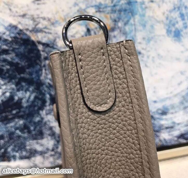 Good Looking Hermes Evelyne Mini Bag in Original Togo Leather 423020 Light Gray