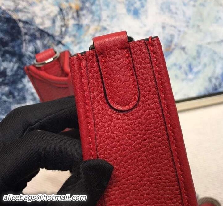 Luxury Hermes Evelyne Mini Bag in Original Togo Leather 423020 Red