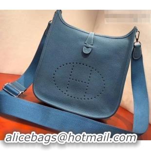 Sumptuous Hermes Evelyne III GM Bag in Original Togo Leather 423028 Denim Blue