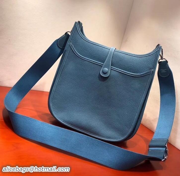 Sumptuous Hermes Evelyne III GM Bag in Original Togo Leather 423028 Denim Blue