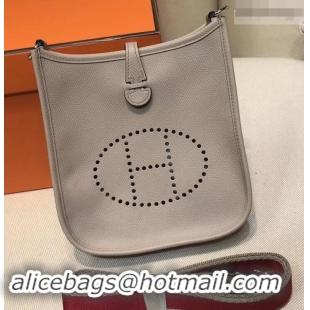 Best Quality Hermes Evelyne Mini Bag In Original Epsom Leather 423030 Light Gray