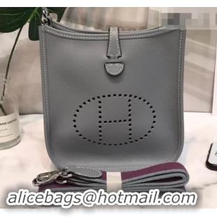 Top Quality Hermes Evelyne Mini Bag In Original Epsom Leather 423030 Gray