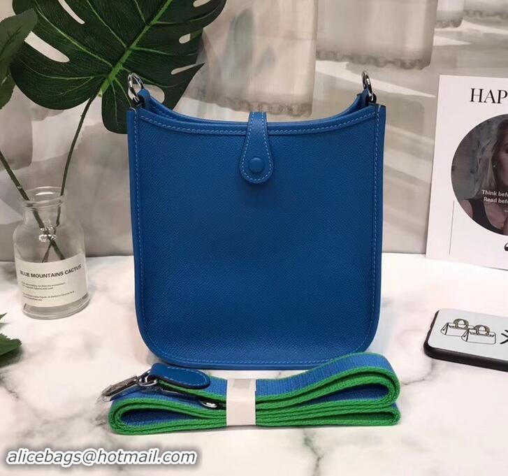 Best Luxury Hermes Evelyne Mini Bag In Original Epsom Leather 423030 Blue