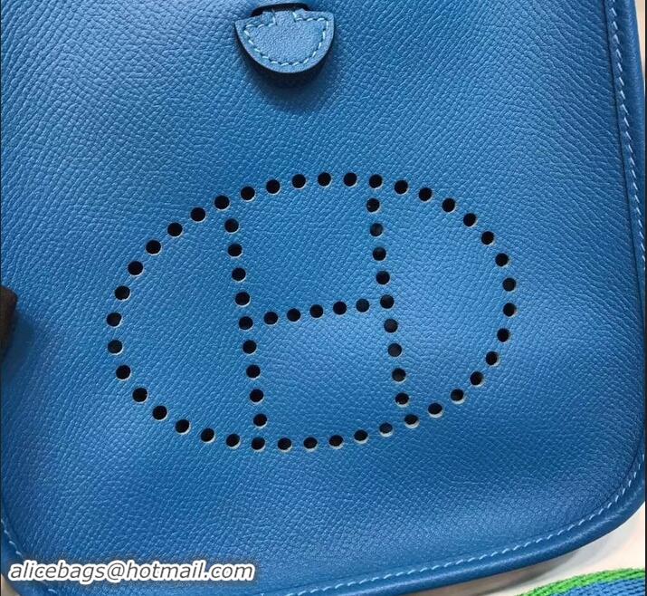 Best Luxury Hermes Evelyne Mini Bag In Original Epsom Leather 423030 Blue