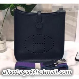 Good Quality Hermes Evelyne Mini Bag In Original Epsom Leather 423030 Dark Blue