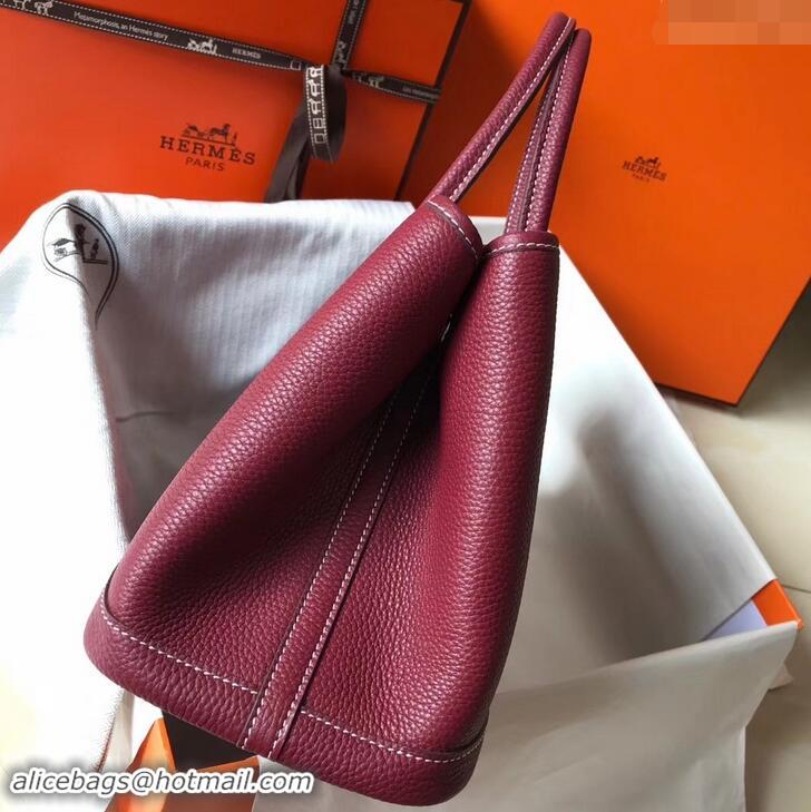 Top Quality Hermes Calfskin Garden Party 30cm Bag 425011 Bordeaux Red