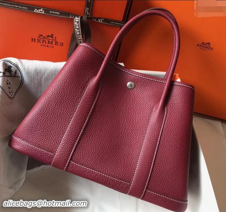 Top Quality Hermes Calfskin Garden Party 30cm Bag 425011 Bordeaux Red