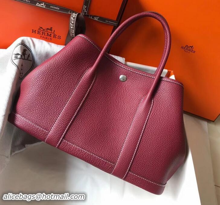 Top Quality Hermes Calfskin Garden Party 30cm Bag 425011 Bordeaux Red