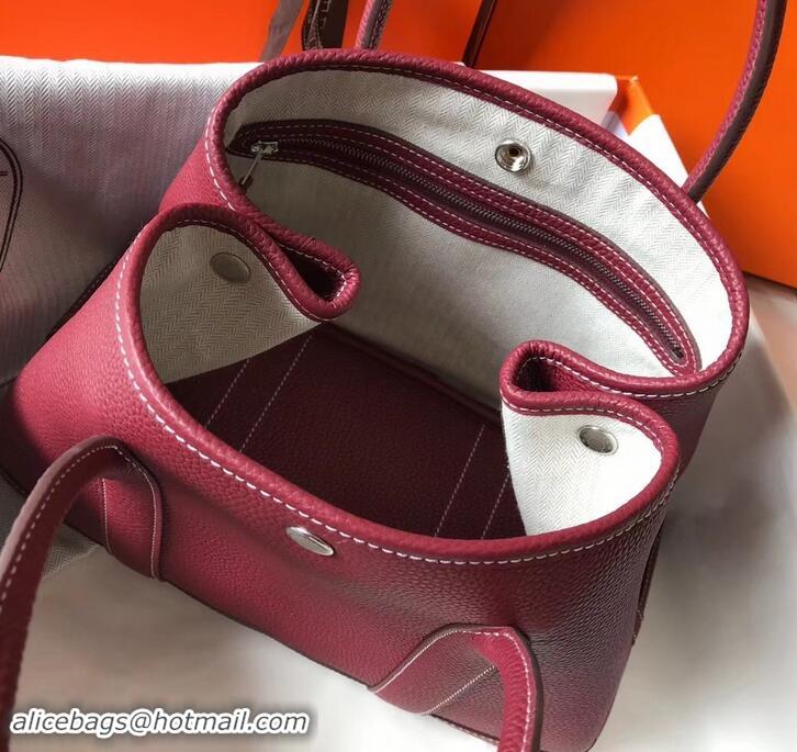 Top Quality Hermes Calfskin Garden Party 30cm Bag 425011 Bordeaux Red