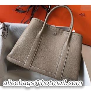 Good Quality Hermes Calfskin Garden Party 30cm Bag 425011 Light Gray