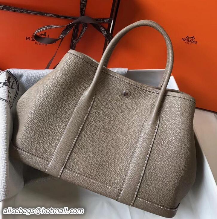 Good Quality Hermes Calfskin Garden Party 30cm Bag 425011 Light Gray