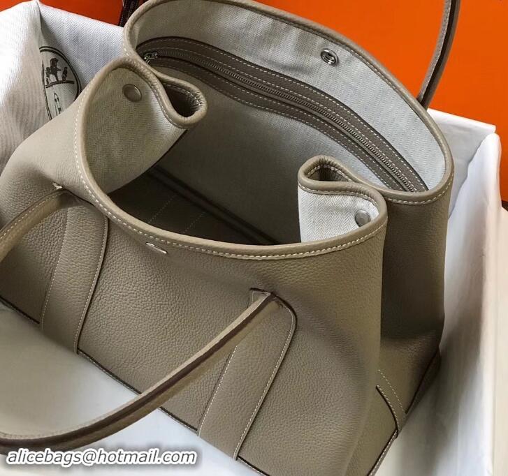 Good Quality Hermes Calfskin Garden Party 30cm Bag 425011 Light Gray