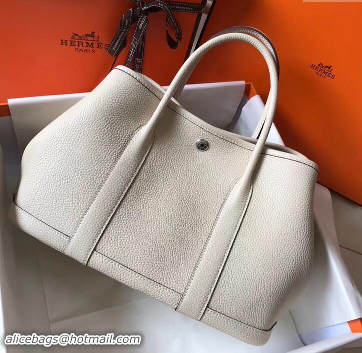  Top Design Hermes Calfskin Garden Party 30cm Bag 425011 Pearl Gray