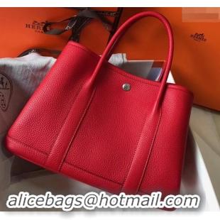 Charming Hermes Calfskin Garden Party 30cm Bag 425011 Red