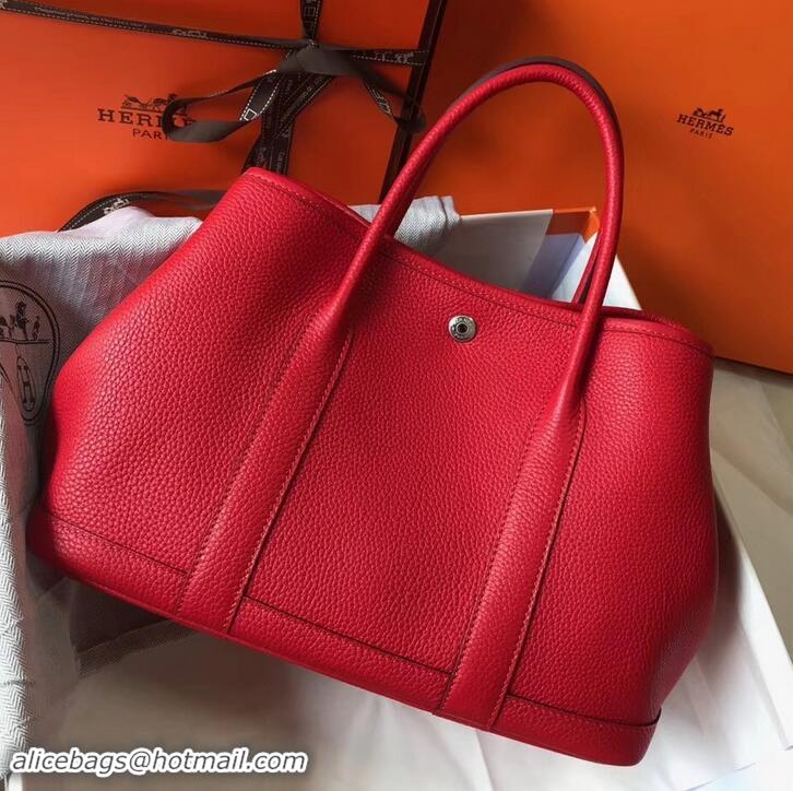 Charming Hermes Calfskin Garden Party 30cm Bag 425011 Red