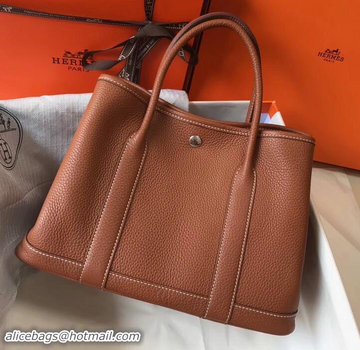 New Design Hermes Calfskin Garden Party 30cm Bag 425011 Brown