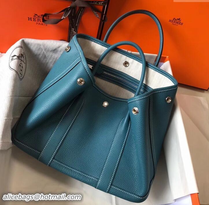 Well Crafted Hermes Calfskin Garden Party 30cm Bag 425011 Denim Blue