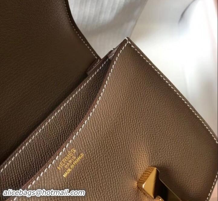 Shop Duplicate Hermes Constance MM Bag in Epsom Leather Etoupe with Gold Hardware H42611